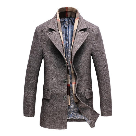 Men's Royal Pea Coat With Detachable Scarf | Classic Fit | Winter Coat for Adults | Men