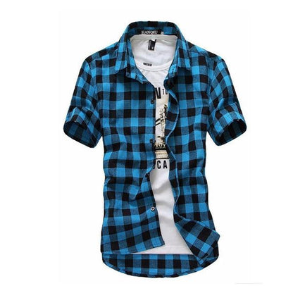 Men's Checkered Plaid-pattern Shirt | Slim Fit | Casual & Work Shirt | Versatile Style | For Men