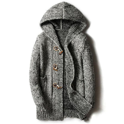 Men's Hooded Knit Cardigan Sweater | Oversized Fit | Comfortable & Versatile | Casual Layering Sweater for Men