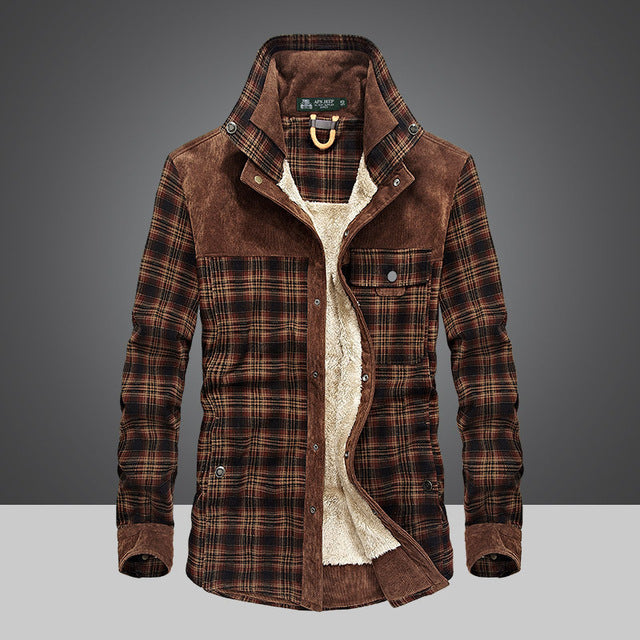 Men's Plaid Corduroy Admiral Jacket | Regular Fit | Warm & Stylish | Perfect for Outdoor & Casual Wear