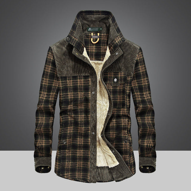 Men's Plaid Corduroy Admiral Jacket | Regular Fit | Warm & Stylish | Perfect for Outdoor & Casual Wear